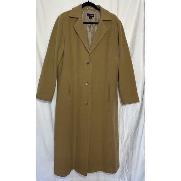 Lands End USA Camel Long Wool button up winter Coat womens size 16W‎ F12 - Picture 1 of 6